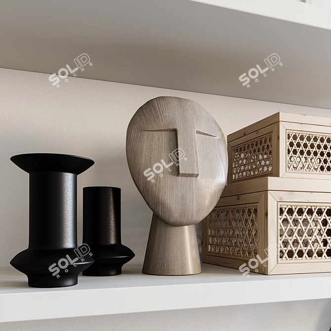Elegant Shelf Decor Set 3D model image 4