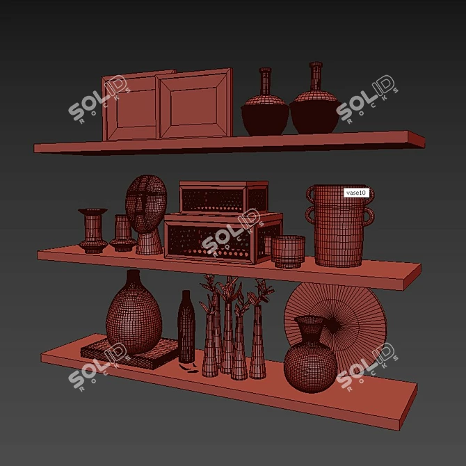 Elegant Shelf Decor Set 3D model image 5