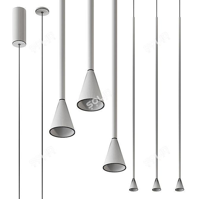 Sleek Solitaire Pendant Light 3D model image 2