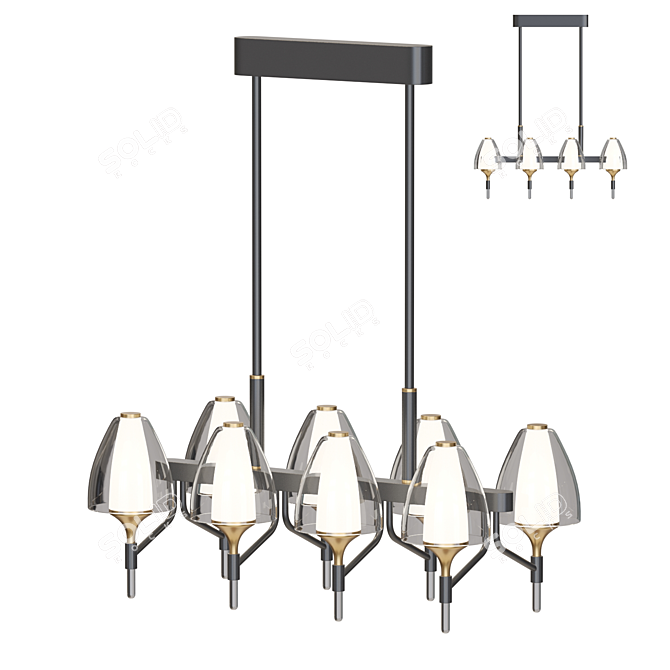 Title: NANSY LONG 6 - Sleek LED Pendant Lamp 3D model image 1