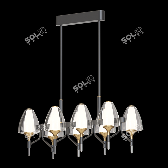 Title: NANSY LONG 6 - Sleek LED Pendant Lamp 3D model image 2