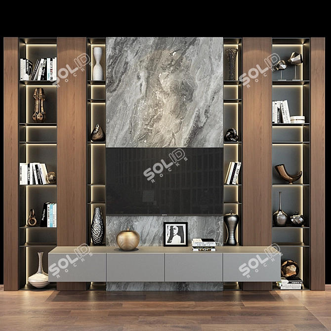 Stylish TV Wall Set 3D model image 1