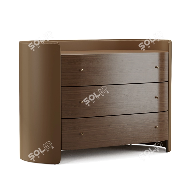 Walnut & Leather AM PM Chest of Drawers & Sideboards 3D model image 1
