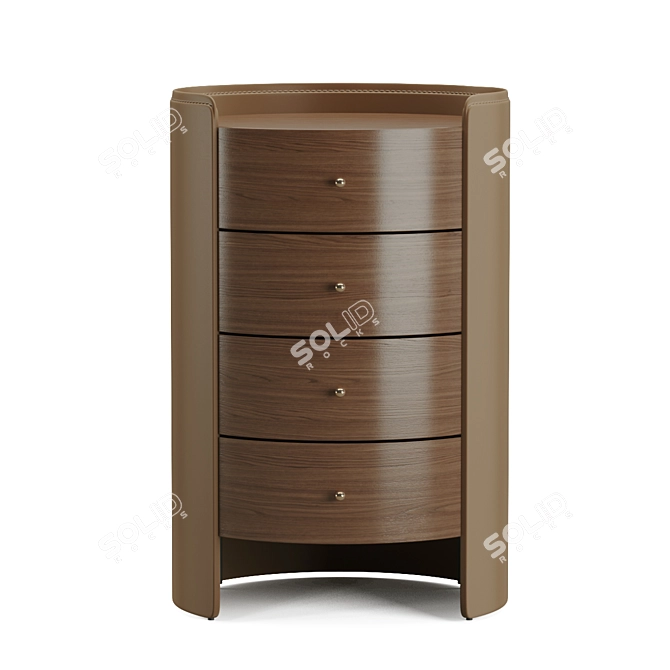 Walnut & Leather AM PM Chest of Drawers & Sideboards 3D model image 2
