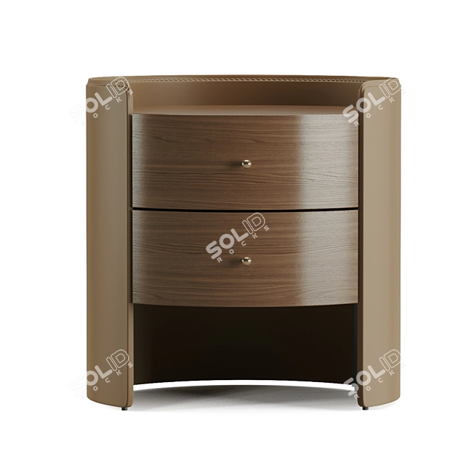 Walnut & Leather AM PM Chest of Drawers & Sideboards 3D model image 3