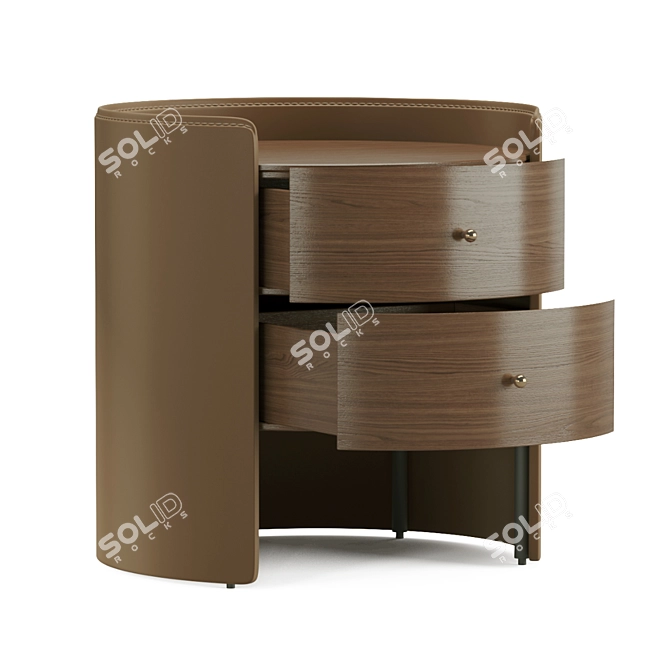 Walnut & Leather AM PM Chest of Drawers & Sideboards 3D model image 4
