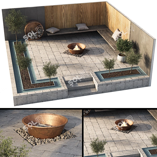 Lush Corona Backyard & Landscape 3D model image 4