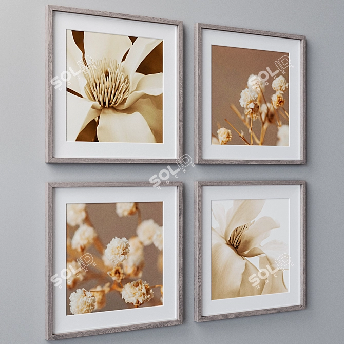 4-Piece Set of Wall Paintings with Various Frame Colors 3D model image 2