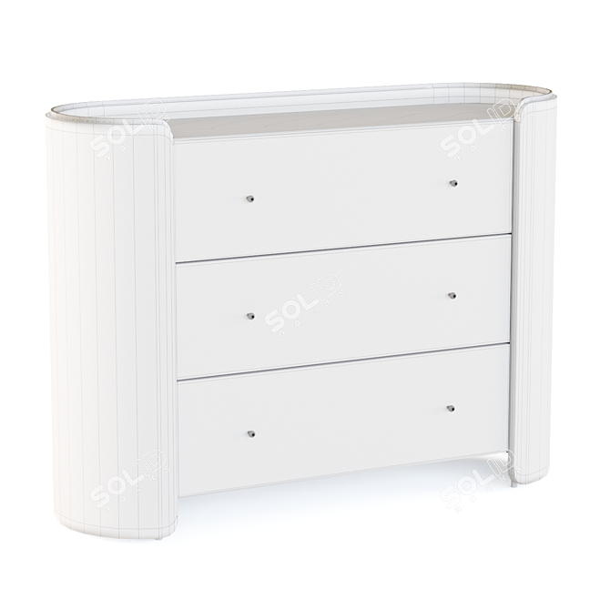 Walnut & Leather Chest of Drawers 3D model image 4