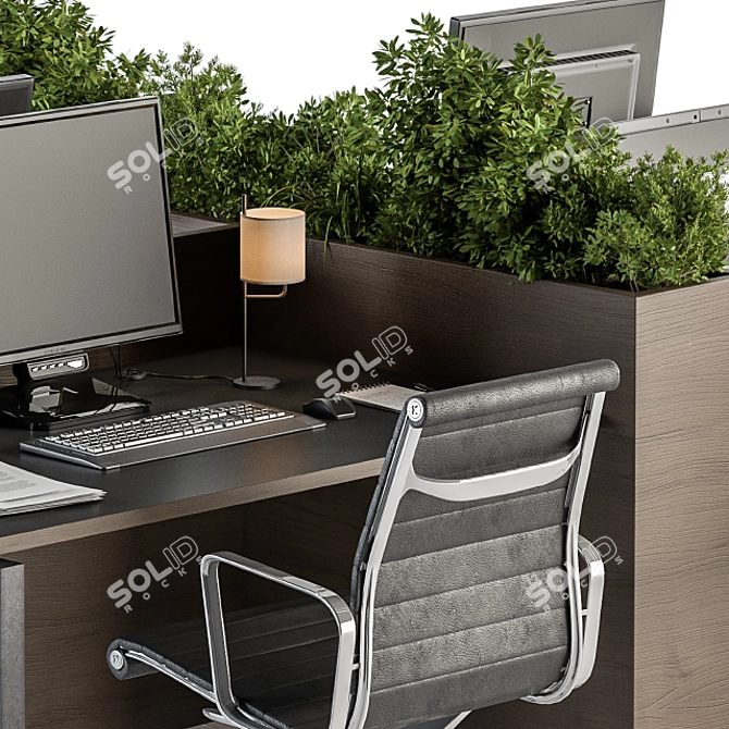 Office Greenery: Employee Black & Plant Box 3D model image 4