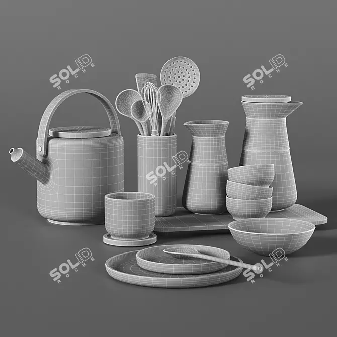 Elegant Kitchen Decor Set 3D model image 5