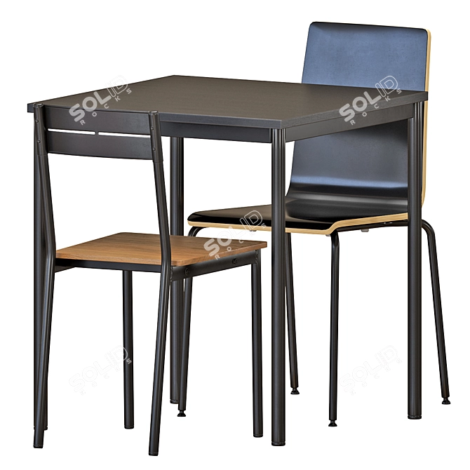 Modern IKEA SANDSBERG Table & Chairs Set 3D model image 1