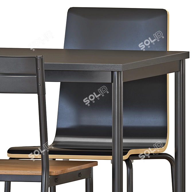 Modern IKEA SANDSBERG Table & Chairs Set 3D model image 2