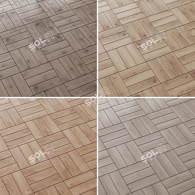 Historic Oak Wood Floor Set 3D model image 4