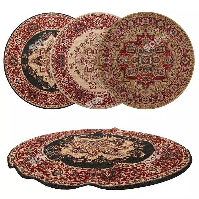 Versatile Round Rugs Set 3D model image 1