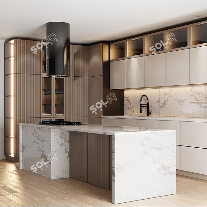 Modern Island Kitchen: Stylish & Versatile 3D model image 1