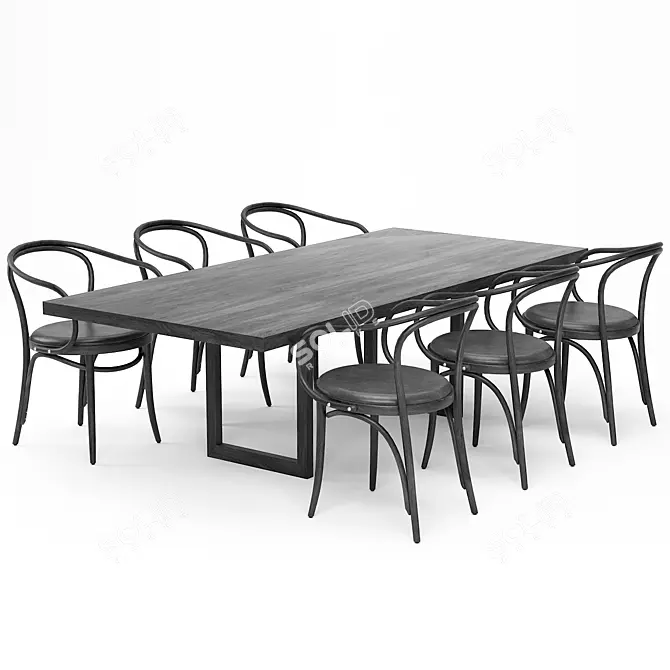 Modern Pearl Dining Table Set 3D model image 1