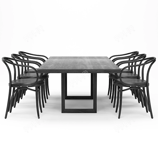 Modern Pearl Dining Table Set 3D model image 2
