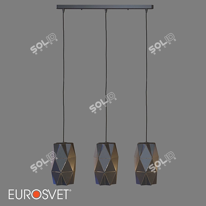Reprise Pendant Light: Eurosvet 50145/3 - Black & White Metallic 3D model image 2