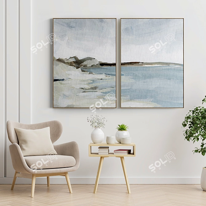 Elegant Interior Framed Set 3D model image 2