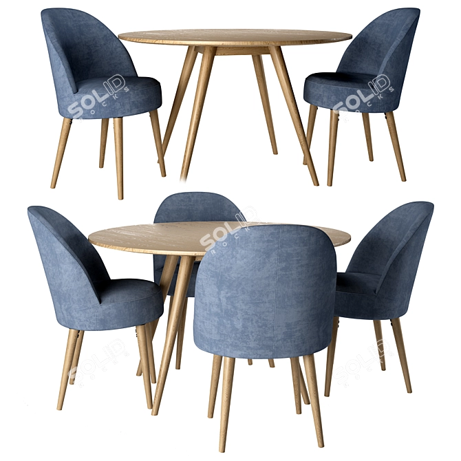 Quilda 5-Piece Dining Set 3D model image 1