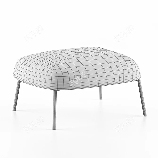  Cozy Upholstered Low Stool 3D model image 5