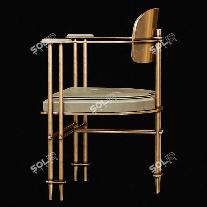 Elegant Episode Armchair: Aged Brass & Leather Selection 3D model image 2