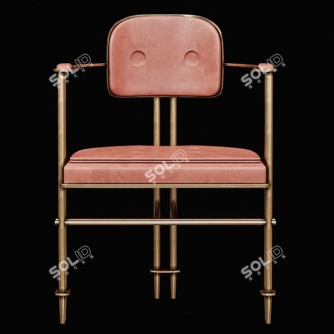 Elegant Episode Armchair: Aged Brass & Leather Selection 3D model image 3