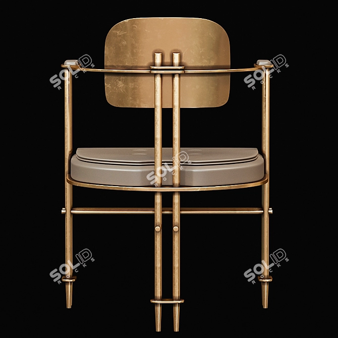 Elegant Episode Armchair: Aged Brass & Leather Selection 3D model image 4