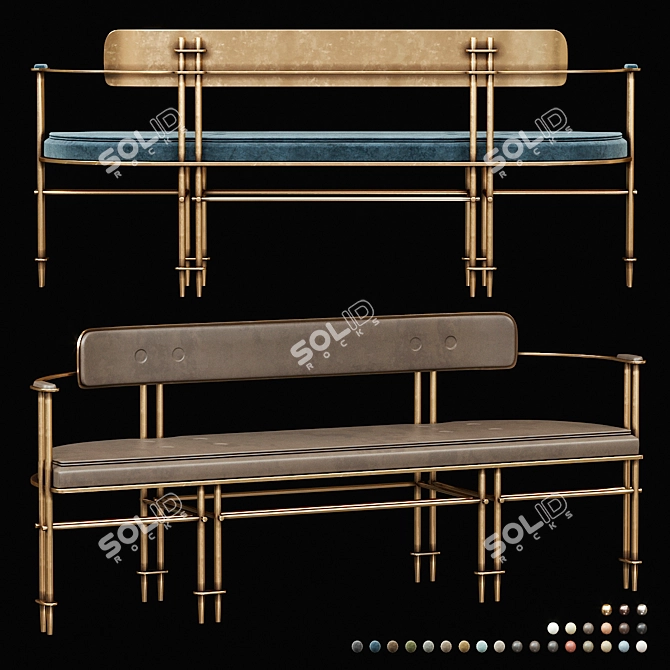 Apparatus Episode Settee: Luxe Leather and Metal Masterpiece 3D model image 1