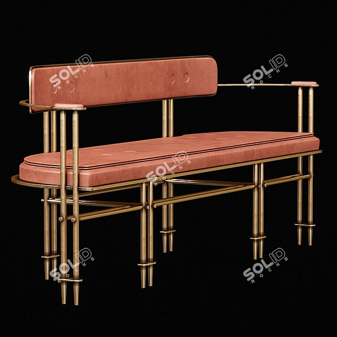 Apparatus Episode Settee: Luxe Leather and Metal Masterpiece 3D model image 2