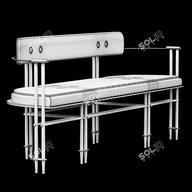 Apparatus Episode Settee: Luxe Leather and Metal Masterpiece 3D model image 4