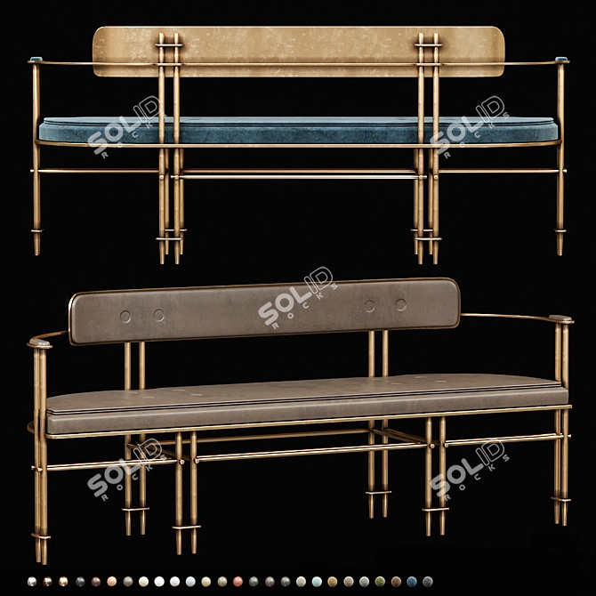 Apparatus Episode Settee: Luxe Leather and Metal Masterpiece 3D model image 5