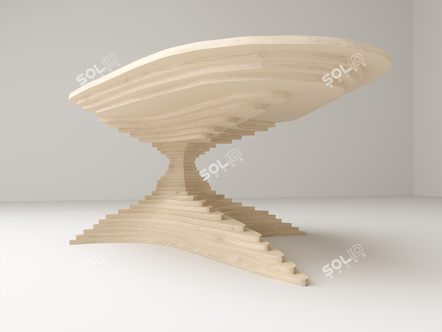 Nature-inspired Wooden Table 3D model image 2