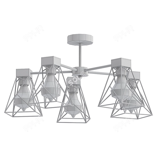 Industrial Loft Ceiling Chandelier 3D model image 2