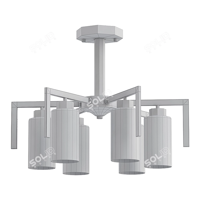 Industrial Black Ceiling Chandelier 3D model image 2