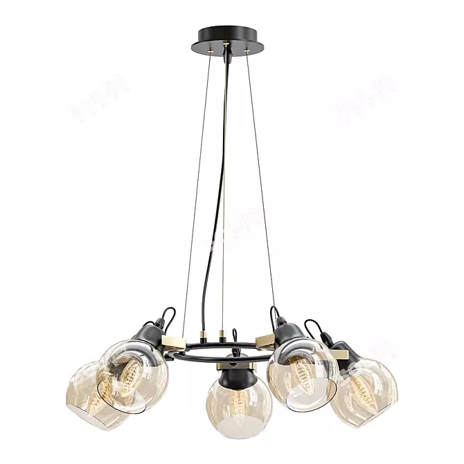 Black Loft Style Pendant Chandelier 3D model image 1