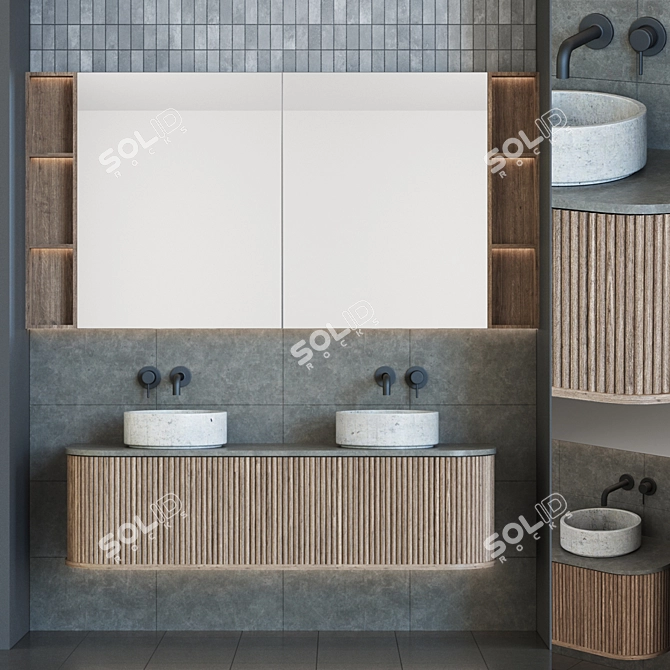 Modern 2m Tall Bathroom Cabinet 3D model image 1