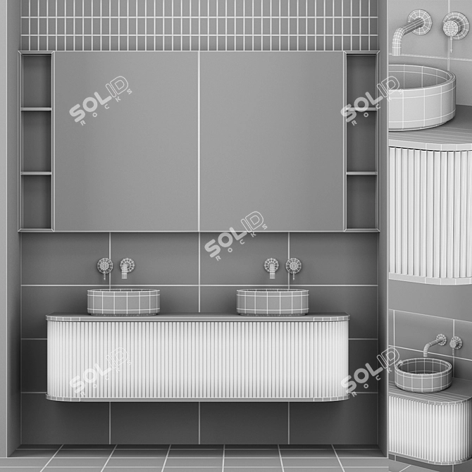 Modern 2m Tall Bathroom Cabinet 3D model image 4