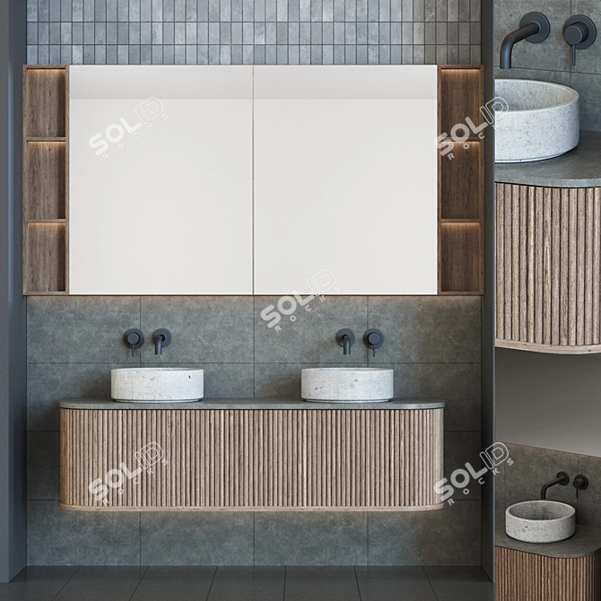 Modern 2m Tall Bathroom Cabinet 3D model image 5