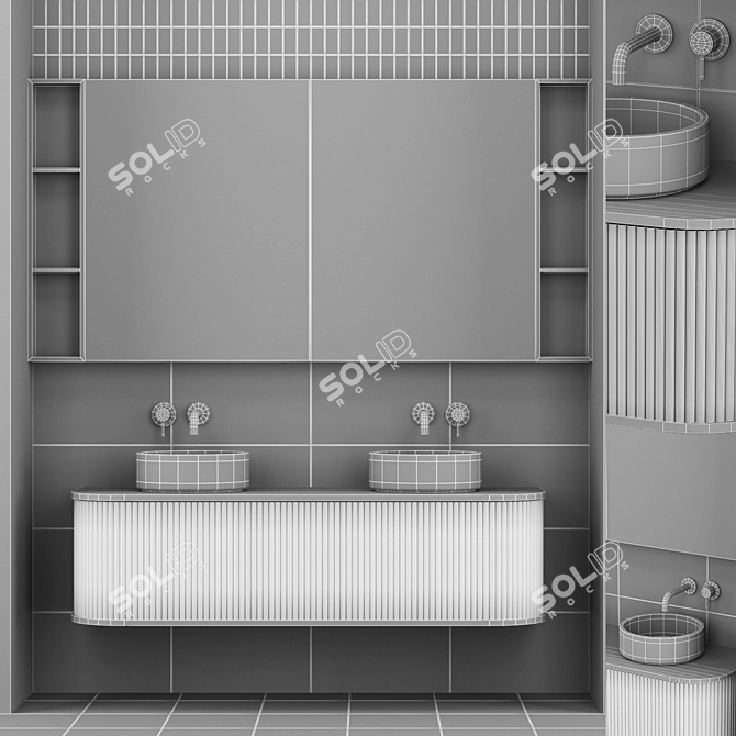 Modern 2m Tall Bathroom Cabinet 3D model image 8