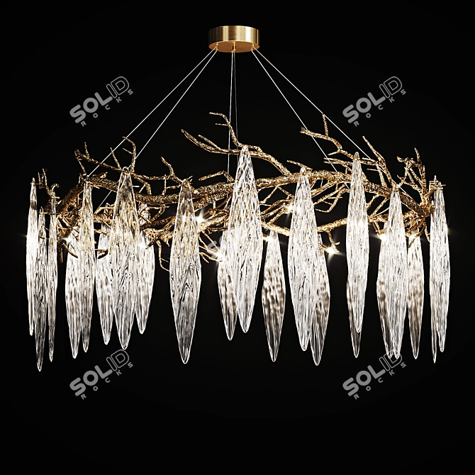 Autumn Elegance: Handmade Brass Art Chandelier 3D model image 2