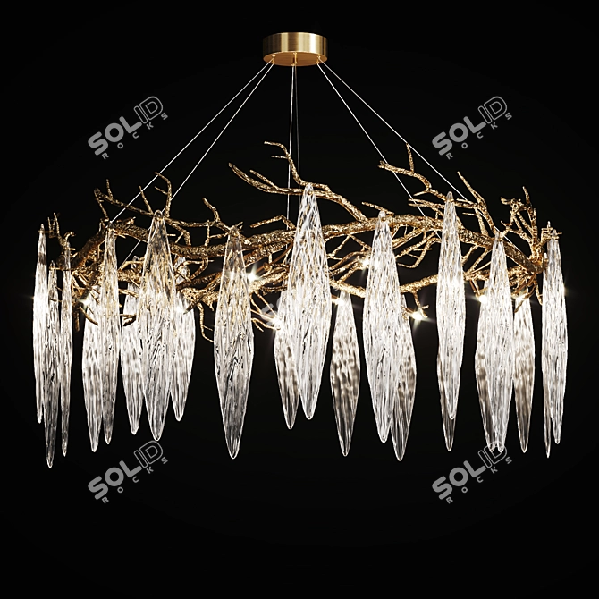 Autumn Elegance: Handmade Brass Art Chandelier 3D model image 6