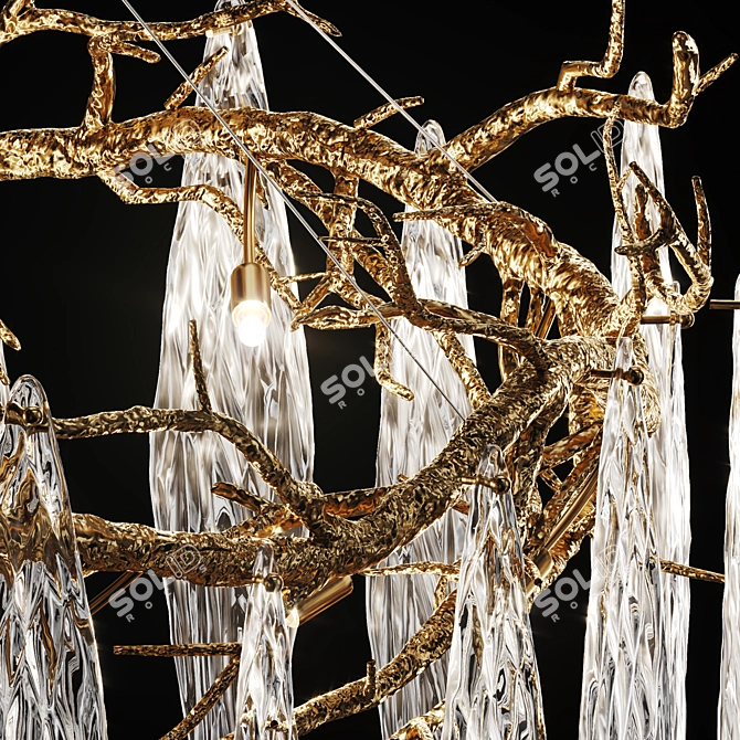 Autumn Elegance: Handmade Brass Art Chandelier 3D model image 9