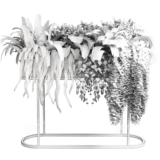 Modern Indoor Plant Collection: Metal Stand and Vase Pot 3D model image 5