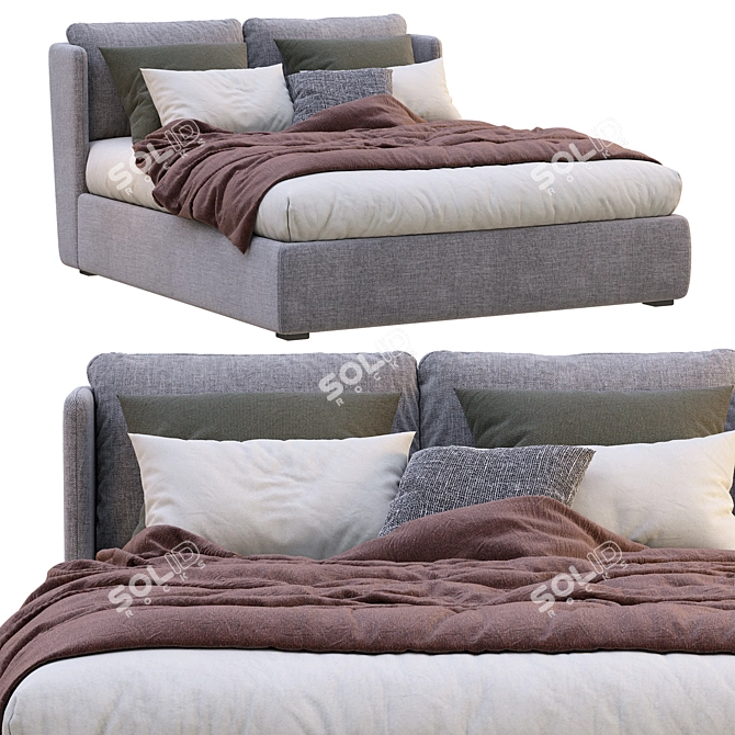 Luxurious Meridiani Bed KIRA: Elegant and Timeless 3D model image 3