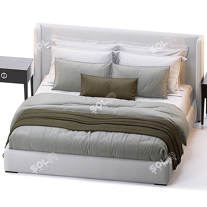 Luxurious Lawson Bed 3D model image 2