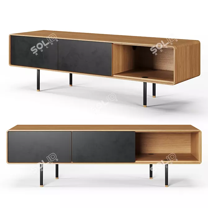 Sleek Fina Lowboard 160cm 3D model image 5