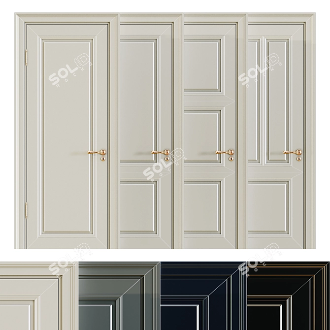 Elegant Classic Interior Doors 3D model image 1