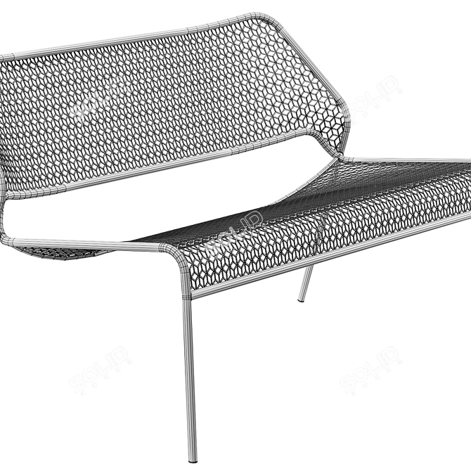 Sleek Mesh Settee: Contemporary Comfort 3D model image 5